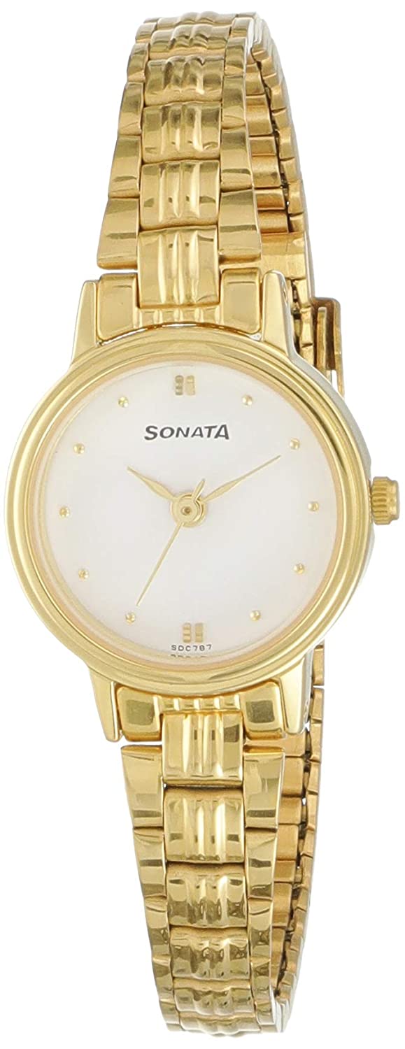 Sonata White Dial & Golden Stainless Steel Strap