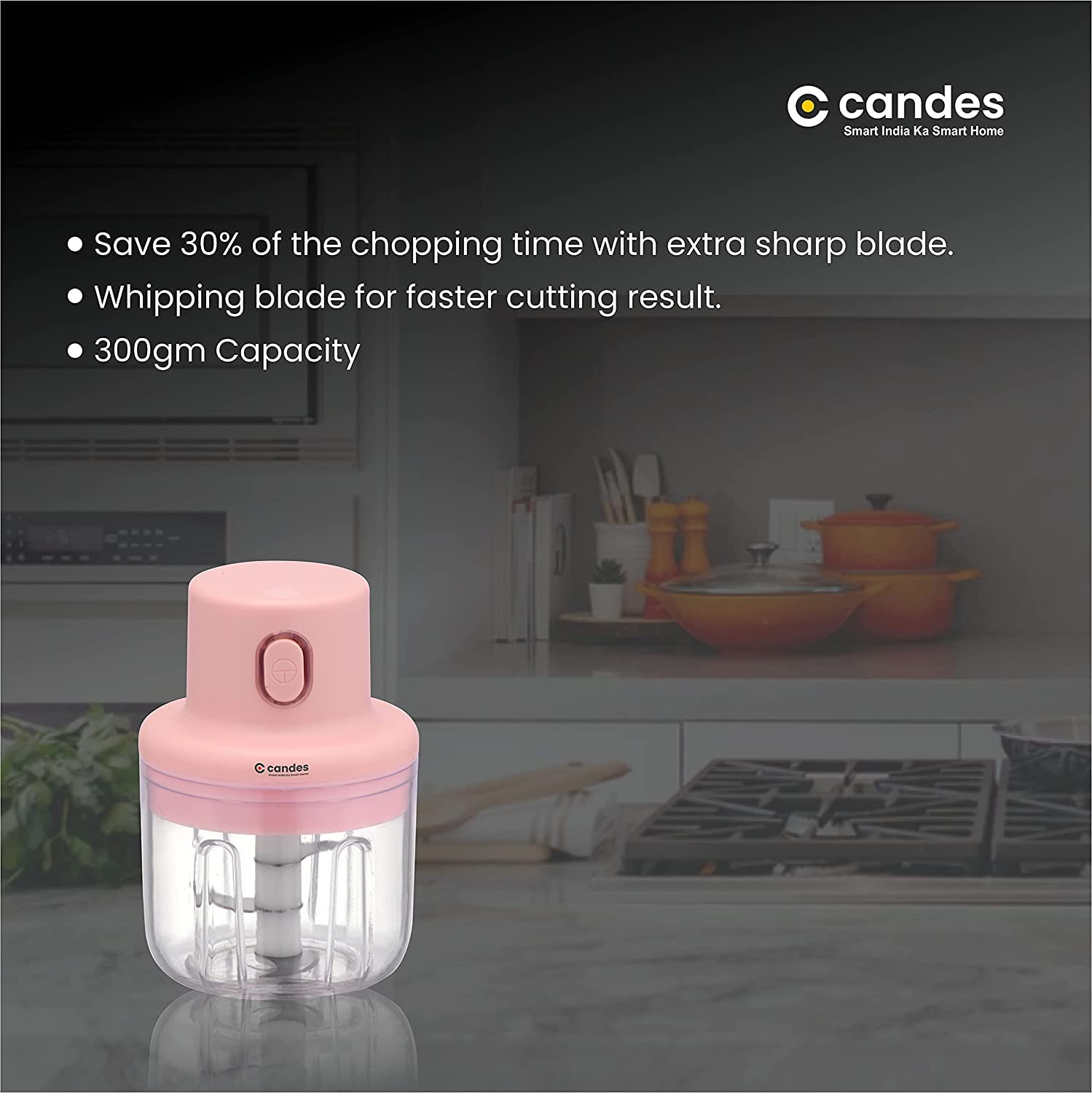 Candes Photon Electric Mini Chopper with USB | Portable Small Food Processor for Garlic/Chili/Ginger/Onion