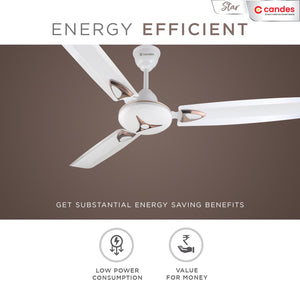 Candes Star 1200mm High-Speed Decorative Ceiling Fans for Home | BEE 3 Star Rated 405 RPM Anti-Dust | 2 Years Warranty (White) Pack of 1