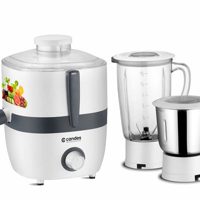 Candes Punch 550-Watt Juicer Mixer Grinder with 2 Jars, 1 Year Warranty (White, Grey)