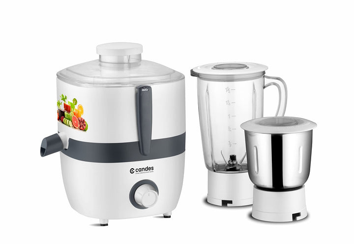 Candes Punch 550-Watt Juicer Mixer Grinder with 2 Jars, 1 Year Warranty (White, Grey)