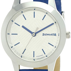 Splash Silver Dial Classic Blue leather Strap