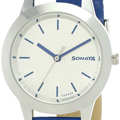 Splash Silver Dial Classic Blue leather Strap