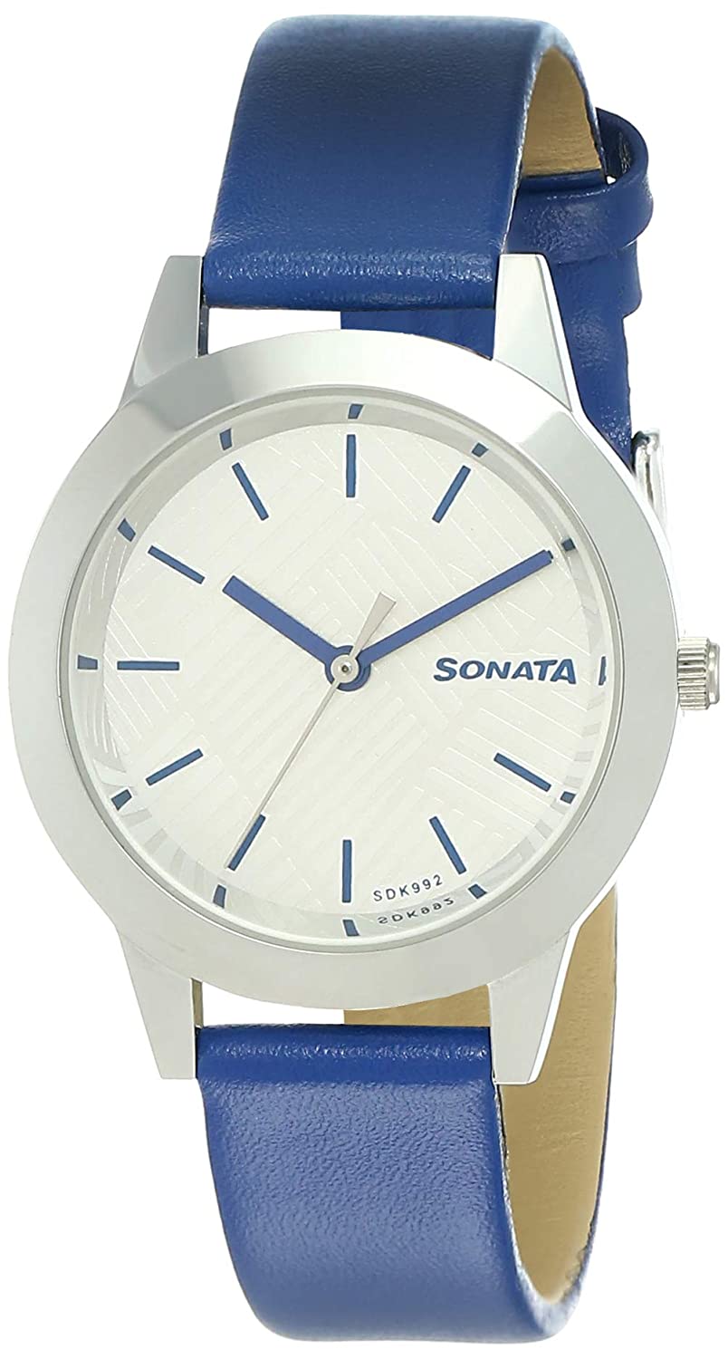 Splash Silver Dial Classic Blue leather Strap