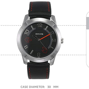 Yuva Black Dial & Black Leather Strap