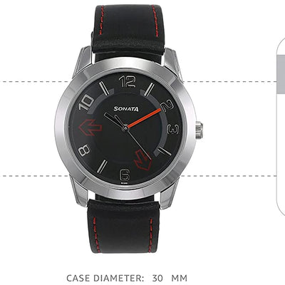 Yuva Black Dial & Black Leather Strap