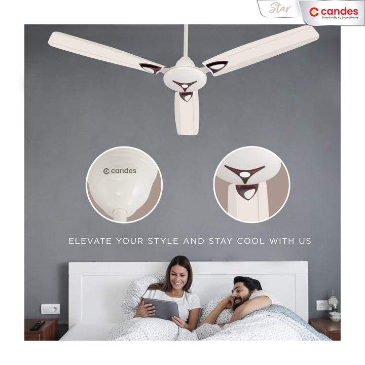 Candes High Speed Anti-Dust Ceiling Fan For Home (Pack of 1) (Ivory, 48Inch)