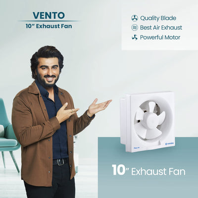 Candes Vento 250 MM (10 Inches) 100% CNC Winding 5 Blades Exhaust Fan - 1 Year Warranty (White)