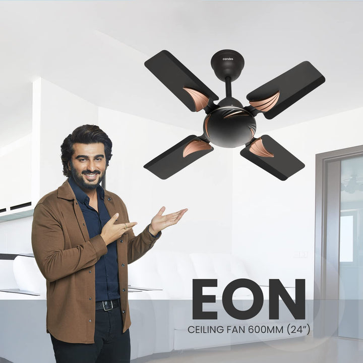 Candes Eon 600mm / 24 Inch High Speed Anti-dust Decorative 3 Star Rated Ceiling Fan with 2 Yrs Warranty (Coffee Brown) Pack of 1