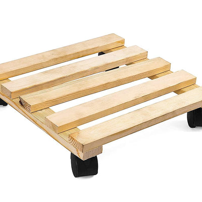 Wooden Plant Stand with Wheels