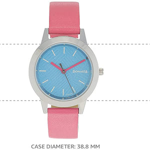 Splash Blue Dial & Bubble Gum Pink Leather Strap