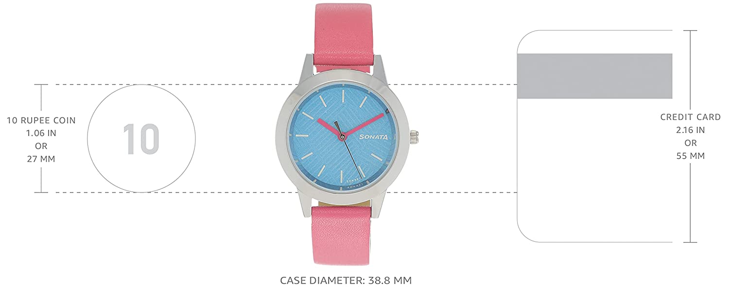 Splash Blue Dial & Bubble Gum Pink Leather Strap