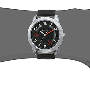 Yuva Black Dial & Black Leather Strap