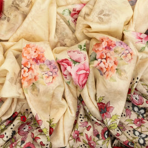 Off White Handloom Chanderi Cotton Saree With Printed Floral Motif