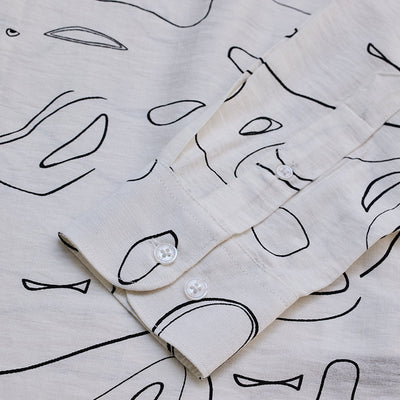 Cream Abstract Slim Fit Shirt
