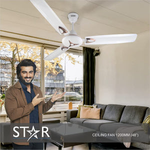 Candes Star High Speed Decorative Anti-Dust Ceiling Fan with 405 RPM with 2 Years Of Warranty (1200mm, White) (Pack of 1)