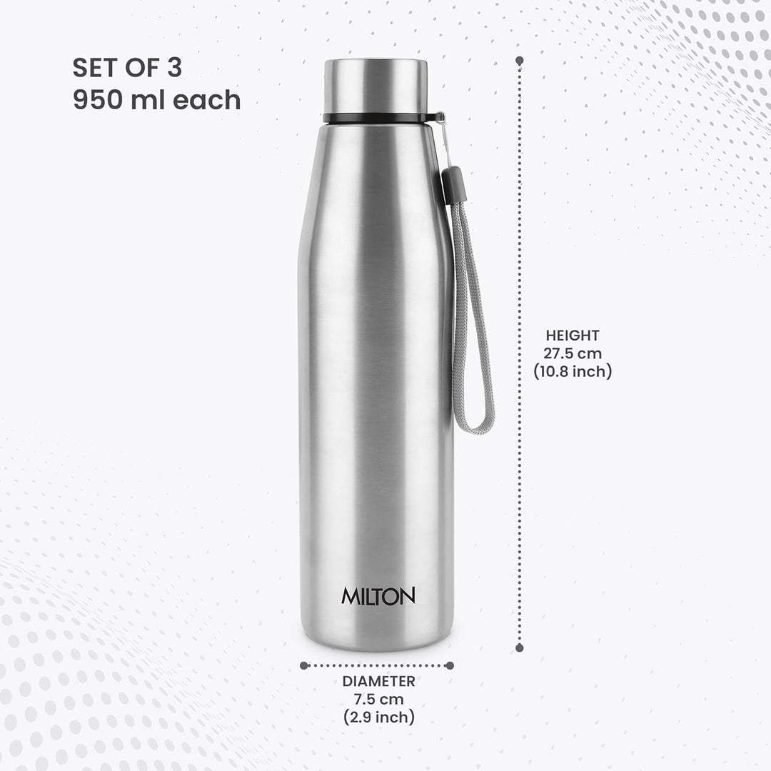 Drift Stainless Steel Bottle 950 ml (Pack of 3) (Milton)