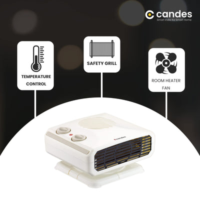 Candes Inova All in One Silent Blower Fan Room Heater Ideal for Small and Medium Area, 2000 Watts (Ivory)
