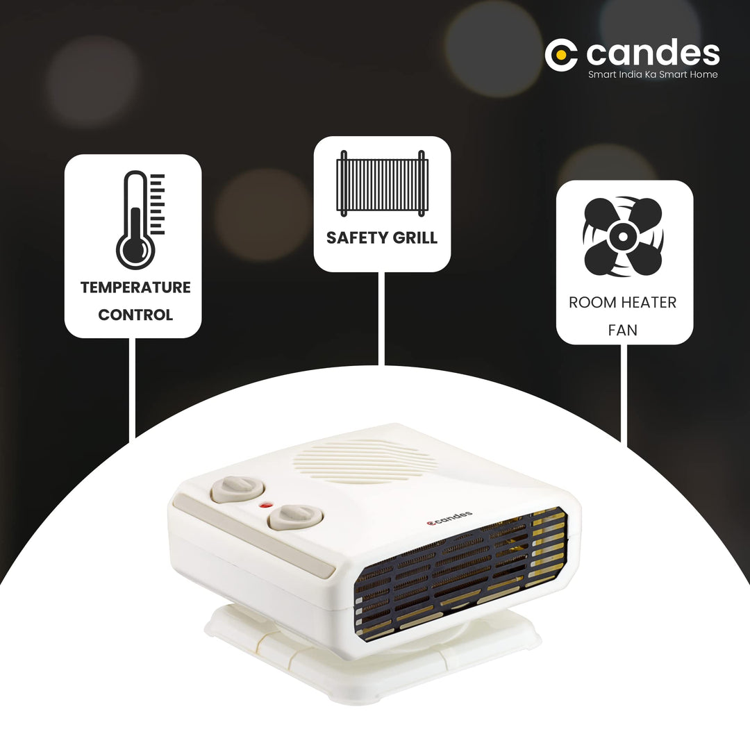 Candes Inova All in One Silent Blower Fan Room Heater Ideal for Small and Medium Area, 2000 Watts (Ivory)