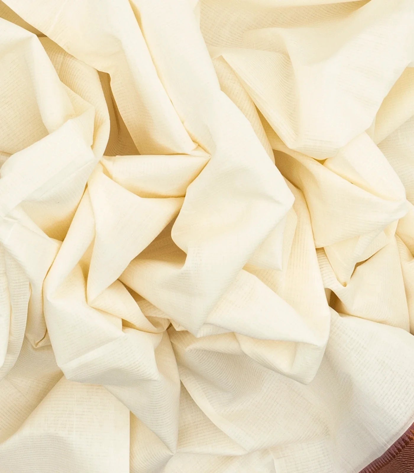 White Handloom Mangalagiri Cotton Saree With Zari Border