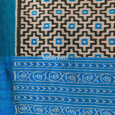 Peacock Blue with Black Pasapali Contemporary Silk Saree