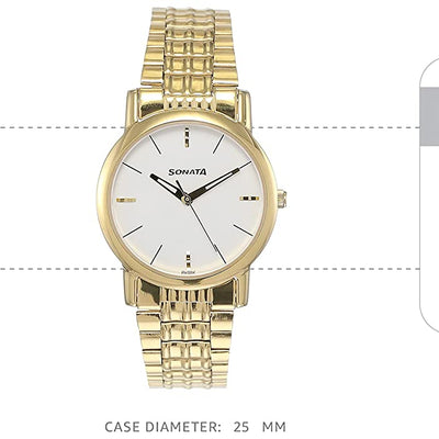 Sonata White Dial & Golden Metal Strap