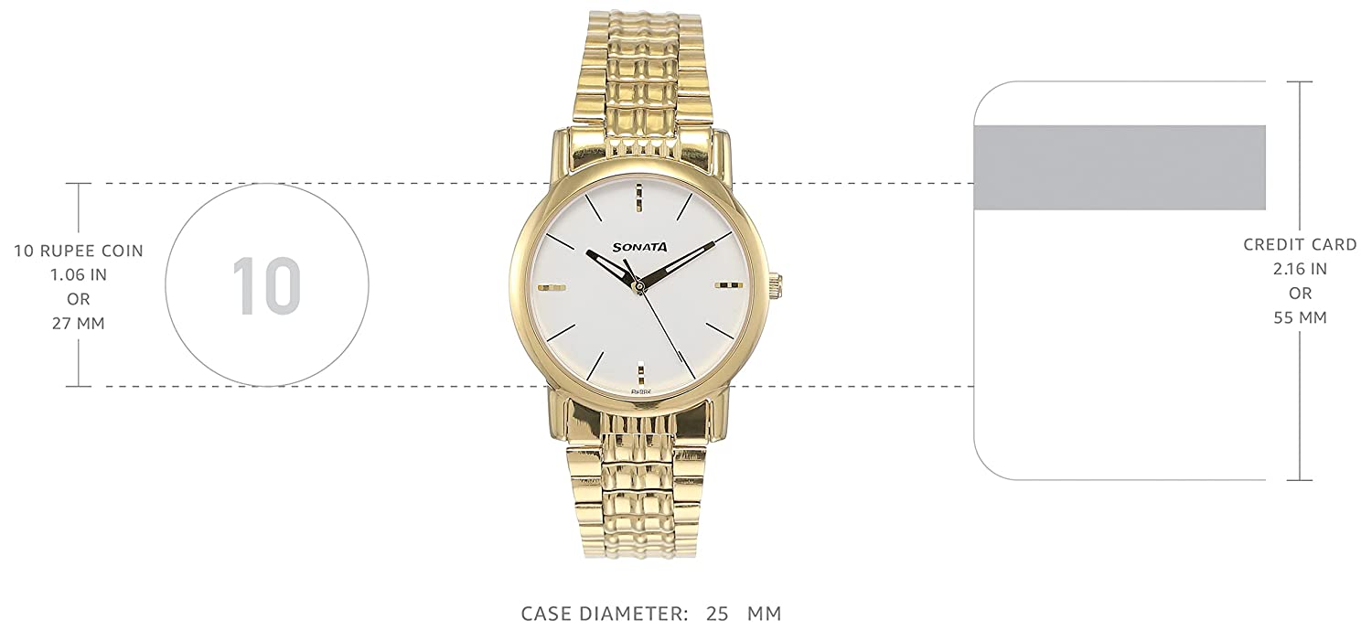 Sonata White Dial & Golden Metal Strap