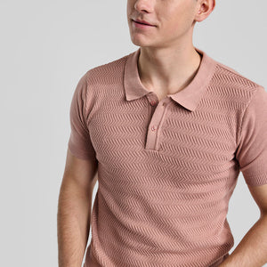 Peach Knitted Polo T-Shirt
