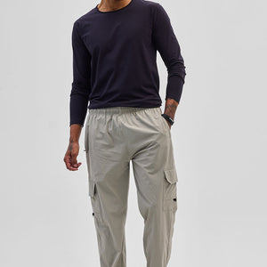 Light Grey Relaxed Fit Parachute Pants