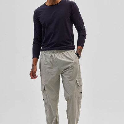 Light Grey Relaxed Fit Parachute Pants