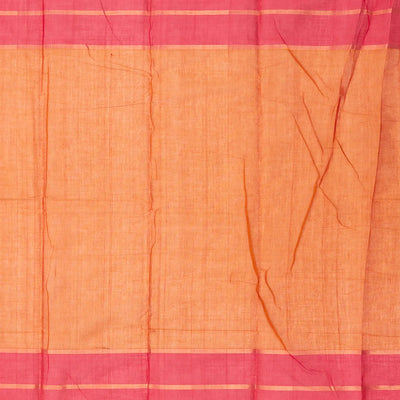 Orange Handloom Kanchi Cotton Saree With Checks