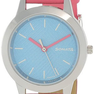Splash Blue Dial & Bubble Gum Pink Leather Strap