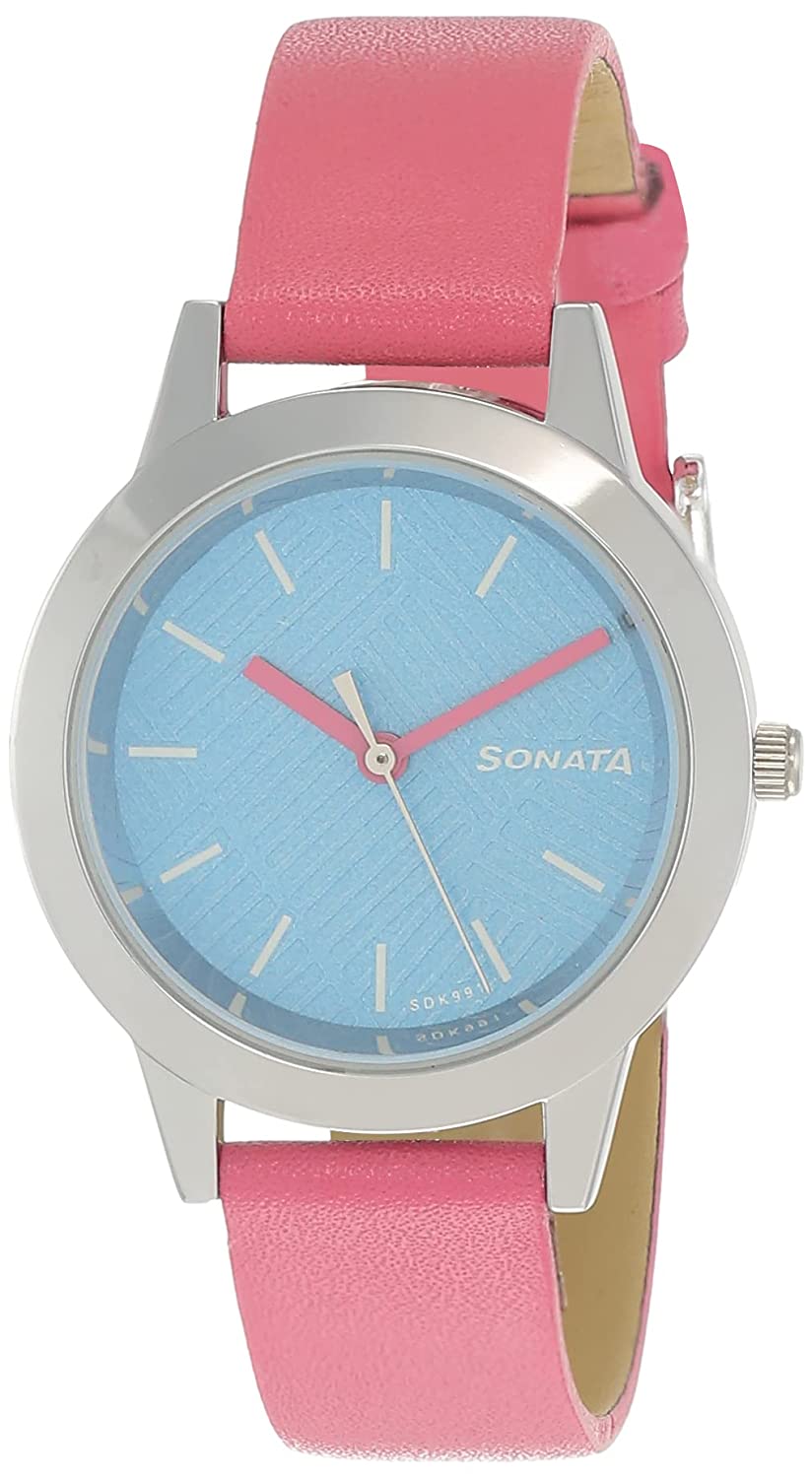 Splash Blue Dial & Bubble Gum Pink Leather Strap