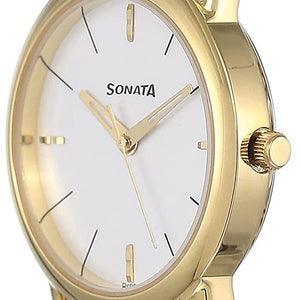 Sonata White Dial & Golden Metal Strap