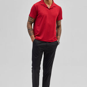 Red Textured Cuban T-Shirt