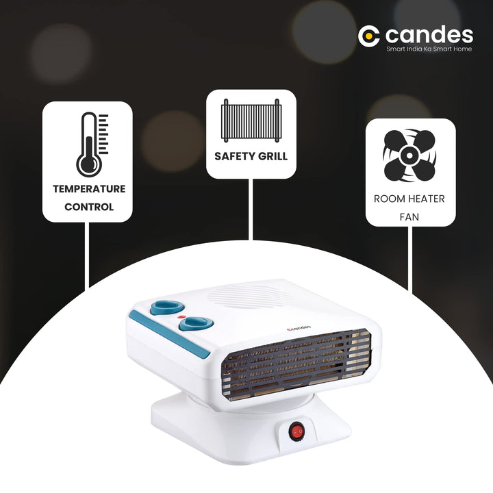 Candes Gloster All in One Silent Blower Fan Room Heater Ideal for Small and Medium Area, 2000 Watts (White)