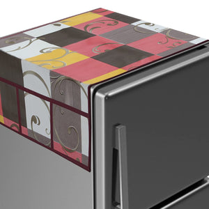 Kuber Industries Multicheck Printed PVC Fridge Top Cover with 6 Utility Side Pockets (Multicolor)