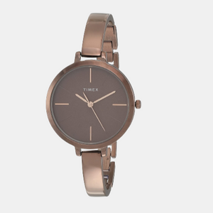 Fashion Women Quartz Brown Dial Analog Stainless Steel Watch TWEL12814