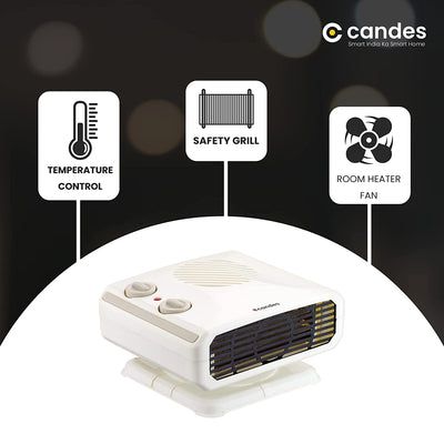 Candes Inova All in One Silent Blower Fan Room Heater Ideal for Small and Medium Areas, 2000 W (Ivory)