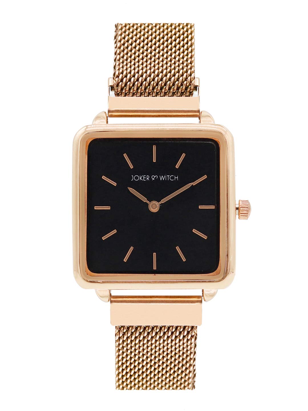 Joker & Witch Stainless Steel Morticia & Gomez Couple Analogue Watches, Black Dial, Rose Gold Band