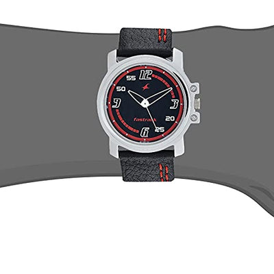 Fastrack Black Dial Analog & Black Leather