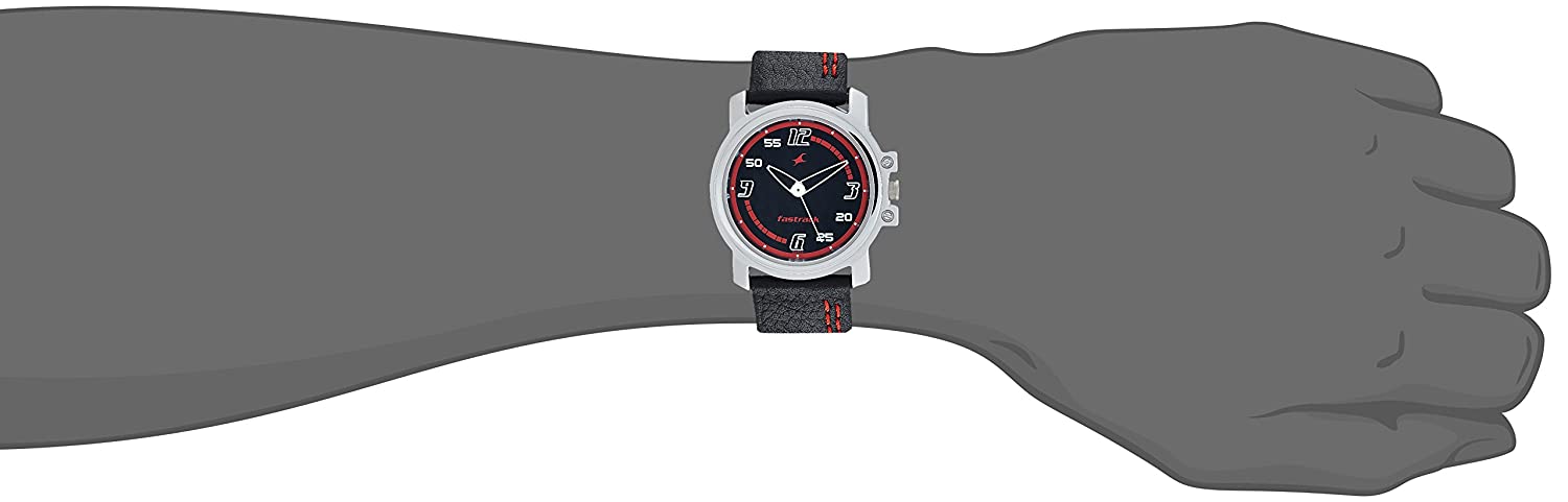 Fastrack Black Dial Analog & Black Leather