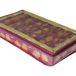 Heart Home Feather Design Laminated 6 Rod Box, Organizer For Bangle, Watches, Bracelets, Jewellery With Tranasparent Top (Maroon)-47HH0214