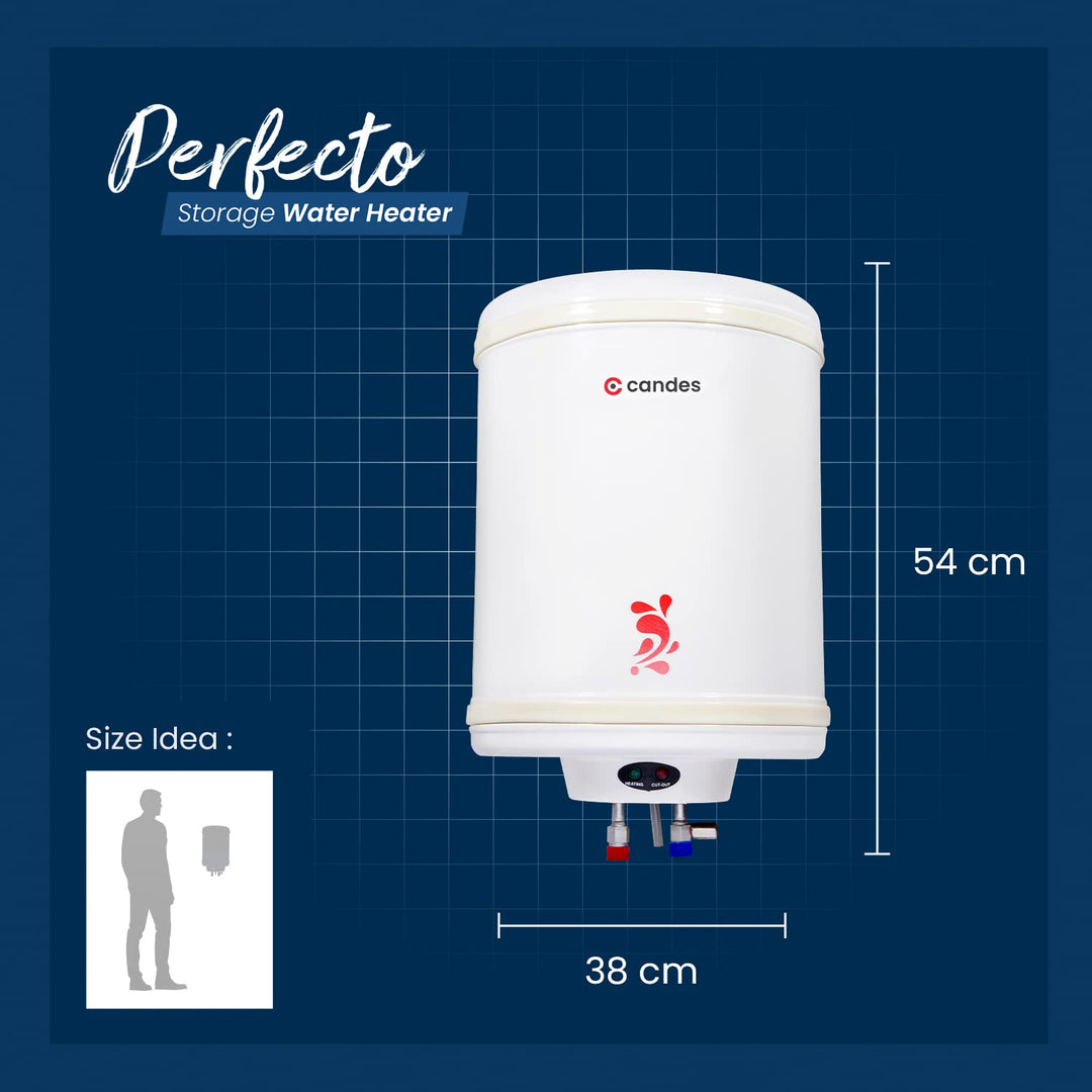 Candes 25 Litre Automatic Storage ISI Approved Vertical Electric Water Heater (Geyser) 5 Star Rated with Installation Kit & Special Anti Rust Body, (Ivory) (2000 W)