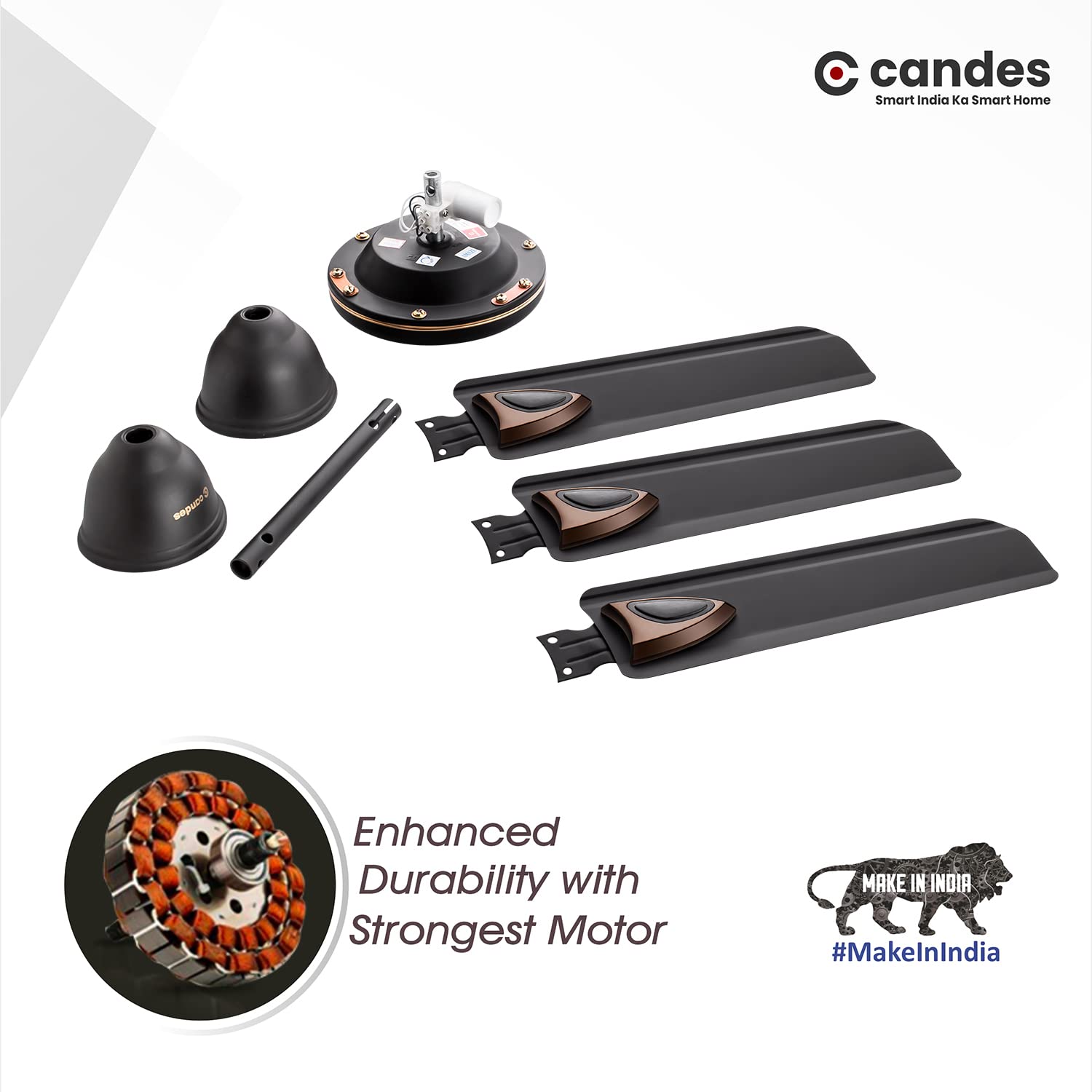 Candes Amaze 900mm High-Speed Decorative Ceiling Fans for Home | BEE 3 Star Rated 405 RPM Anti-Dust | 2 Years Warranty (Coffee Brown) Pack of 1