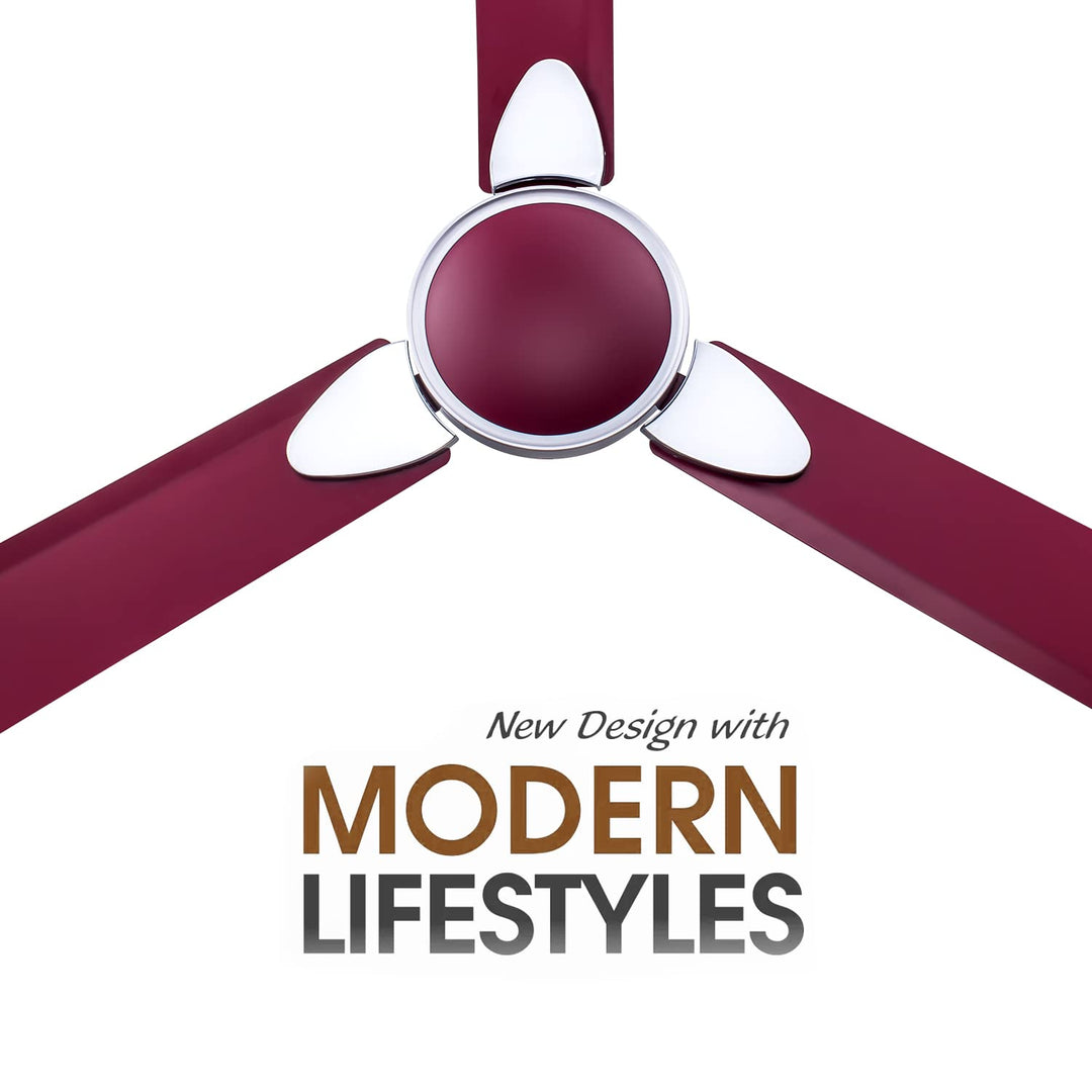 Candes Floreo 1200mm/48 inch High Speed 405 RPM Anti-dust Designer 3 Star Rated Ceiling Fan For Home With 2 Yrs Warranty (Maroon, Pack of 1)