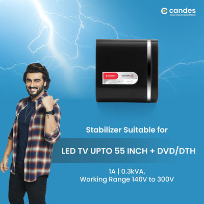 Candes 0340abs Voltage Stabilizer for LCD/LED TV Up to 55inch + Set - Top Box DVD Player