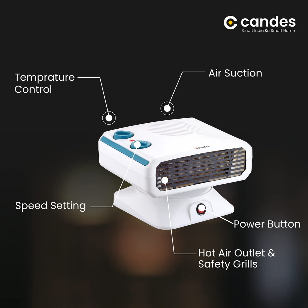 Candes Gloster All in One Silent Blower Fan Room Heater Ideal for Small and Medium Area, 2000 Watts (White)