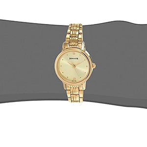 Sonata Champagne Dial Golden Metal Strap