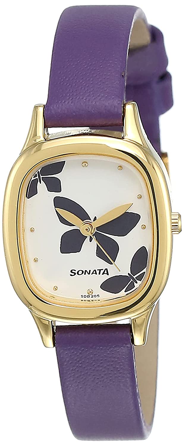 Sonata White Dial Blue Leather Strap